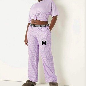 vs PINK LOUNGE/SLEEP PANTS IN PURPLE WITH LOGO WAISTBAND IN SIZE MEDIUM